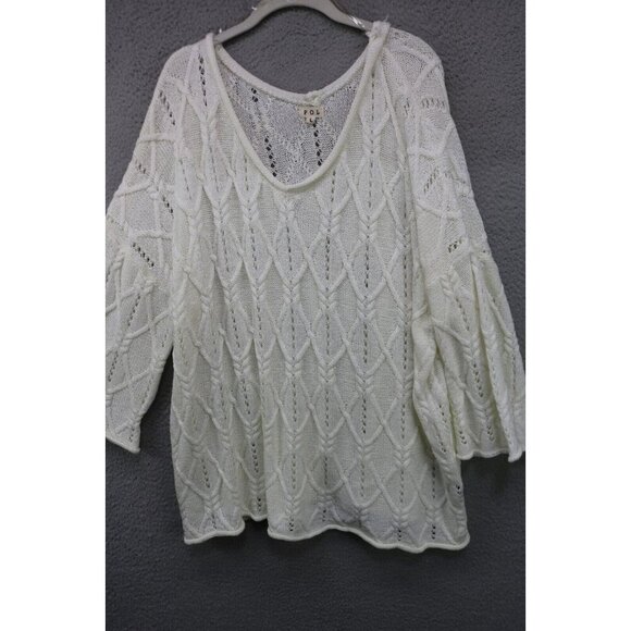 POL Open Knit Oversized Cable Knit Sweater-Large-Cottagecore-3/4 Belled Sleeves - Picture 8 of 11